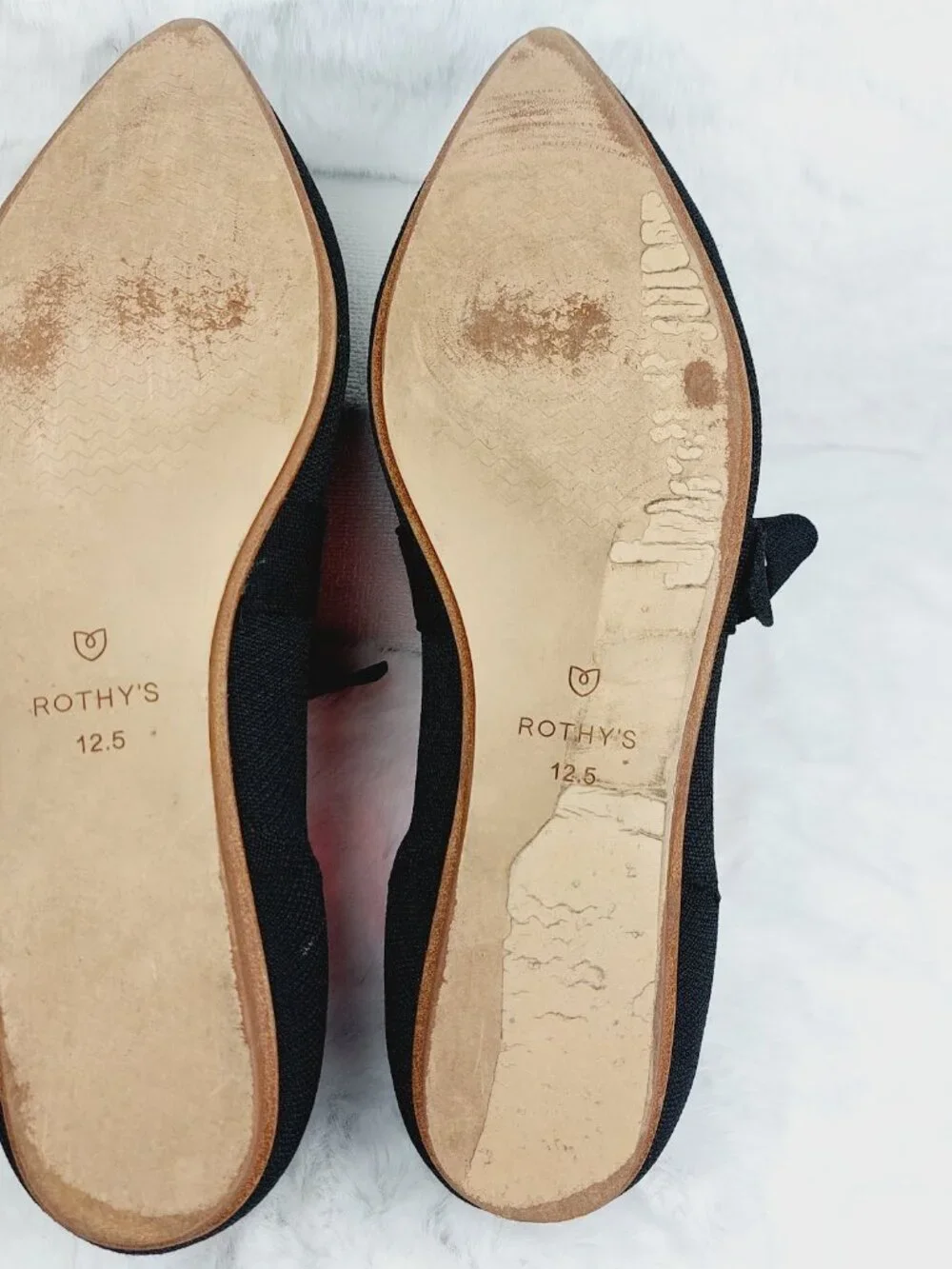 Rothy's Women's Black Bow The Pointy Slip-On Ballet Flat Size 12.5